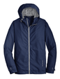 Navy waterproof rain jacket by Port Authority with printed design, showcasing a stylish and functional rain jacket for wet weather.