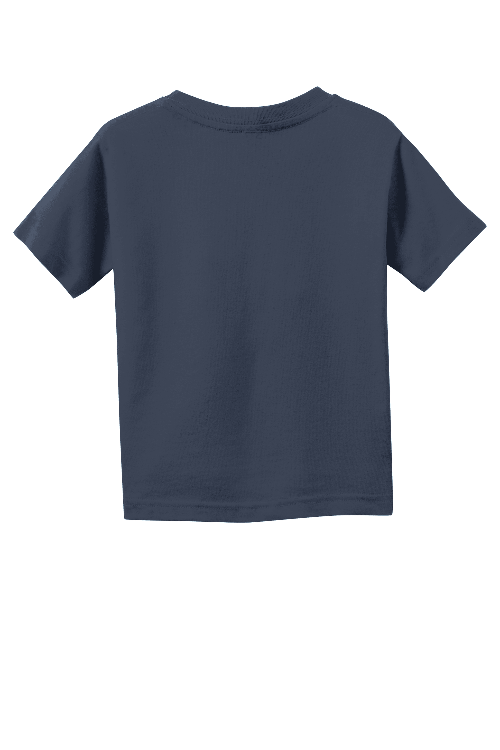 Navy toddler fine jersey cotton T-shirt for kids by Rabbit Skins, showing the back view of a soft, comfortable kid's T-shirt.