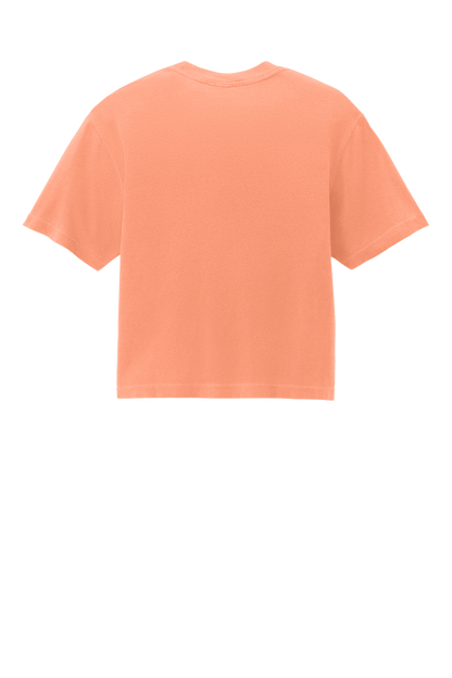 Comfort Colors women's neon cantaloupe mint crop top with relaxed fit and garment-dyed heavyweight boxy tee featuring custom print.