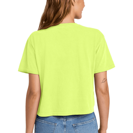 Neon Lemon Mint Comfort Colors Boxy Tee for Women – heavyweight, garment-dyed with custom print Model back