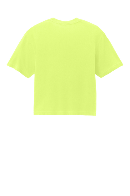 Comfort Colors women's neon lemon mint heavyweight garment-dyed boxy crop top with relaxed fit and custom print on the back.
