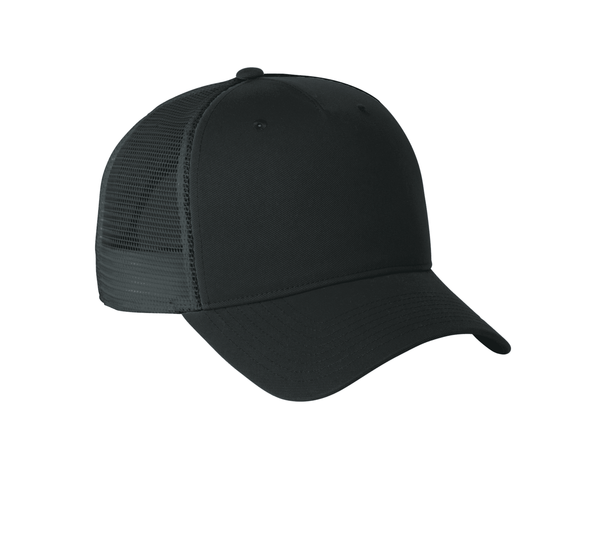 Nike black dark grey mesh trucker hat with printed design, featuring a classic snapback style and adjustable strap.