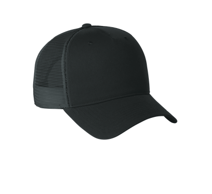 Nike black dark grey mesh trucker hat with printed design, featuring a classic snapback style and adjustable strap.