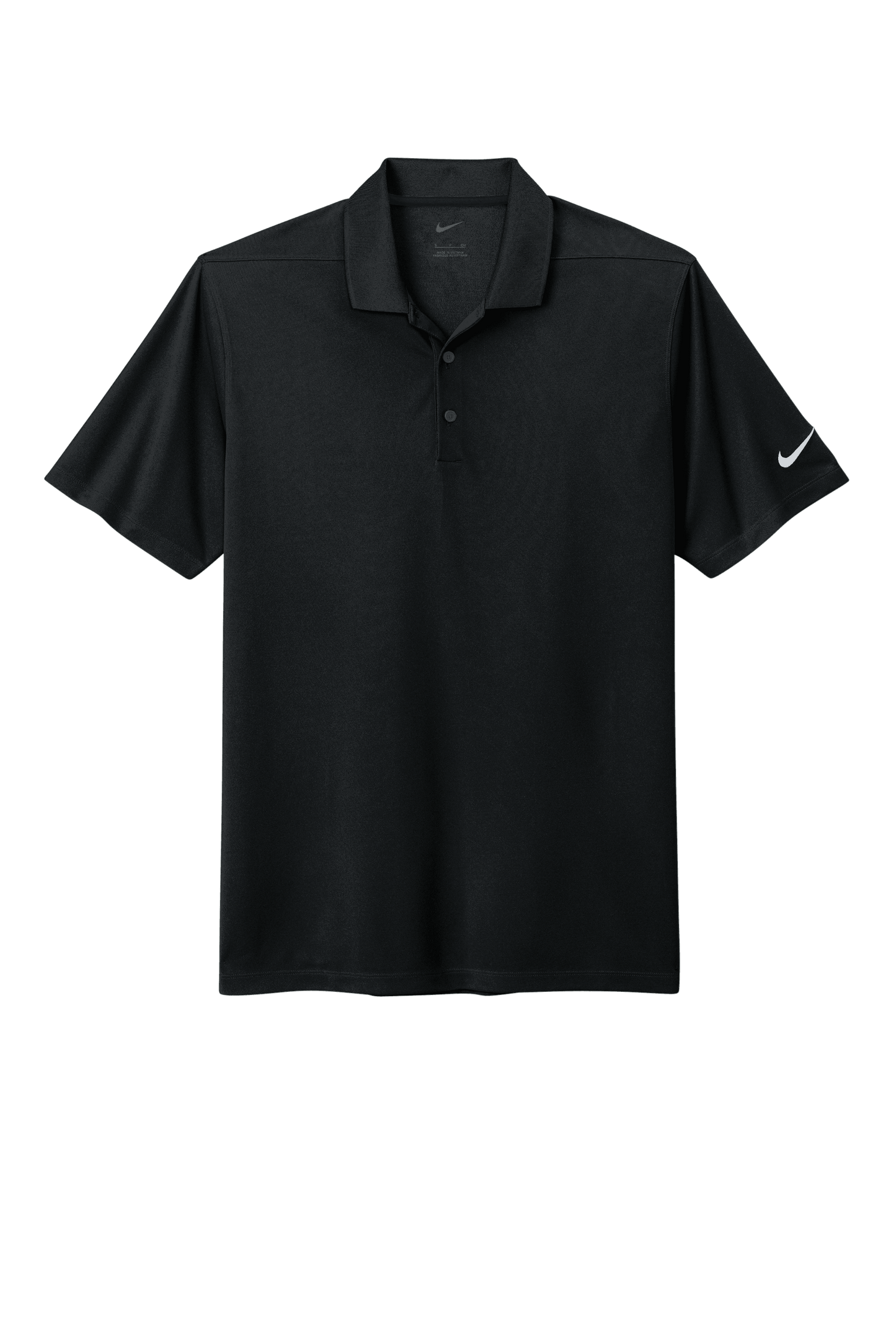 Nike men's Dri-FIT polo shirt with black print design, showcasing lightweight, breathable athletic fabric for active wear.