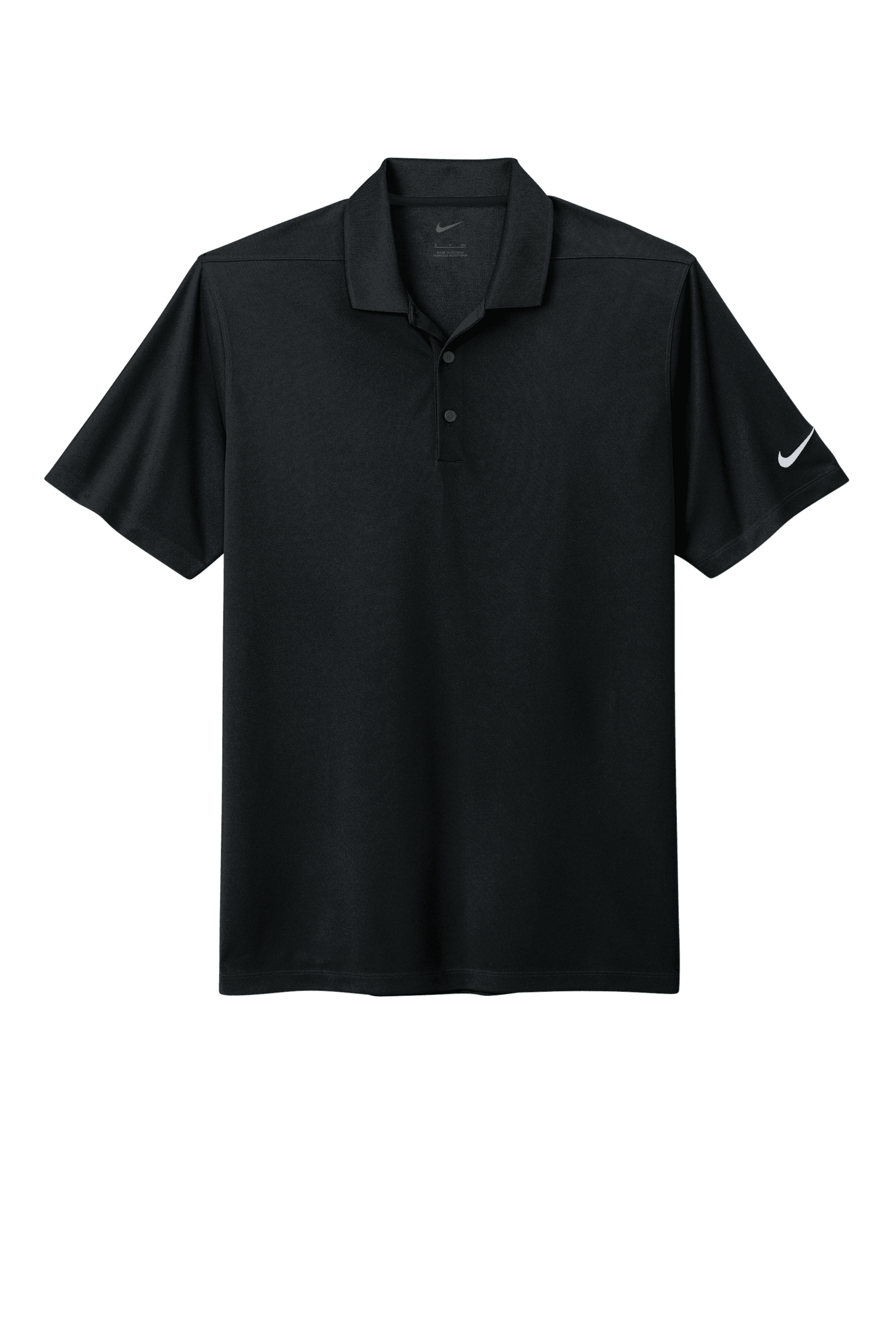 Nike men's Dri-FIT polo shirt with black print design, showcasing lightweight, breathable athletic fabric for active wear.