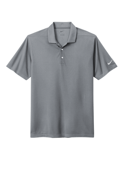 Nike men's Dri-FIT polo shirt with a cool grey printed design, showcasing a comfortable, athletic fit and stylish look.
