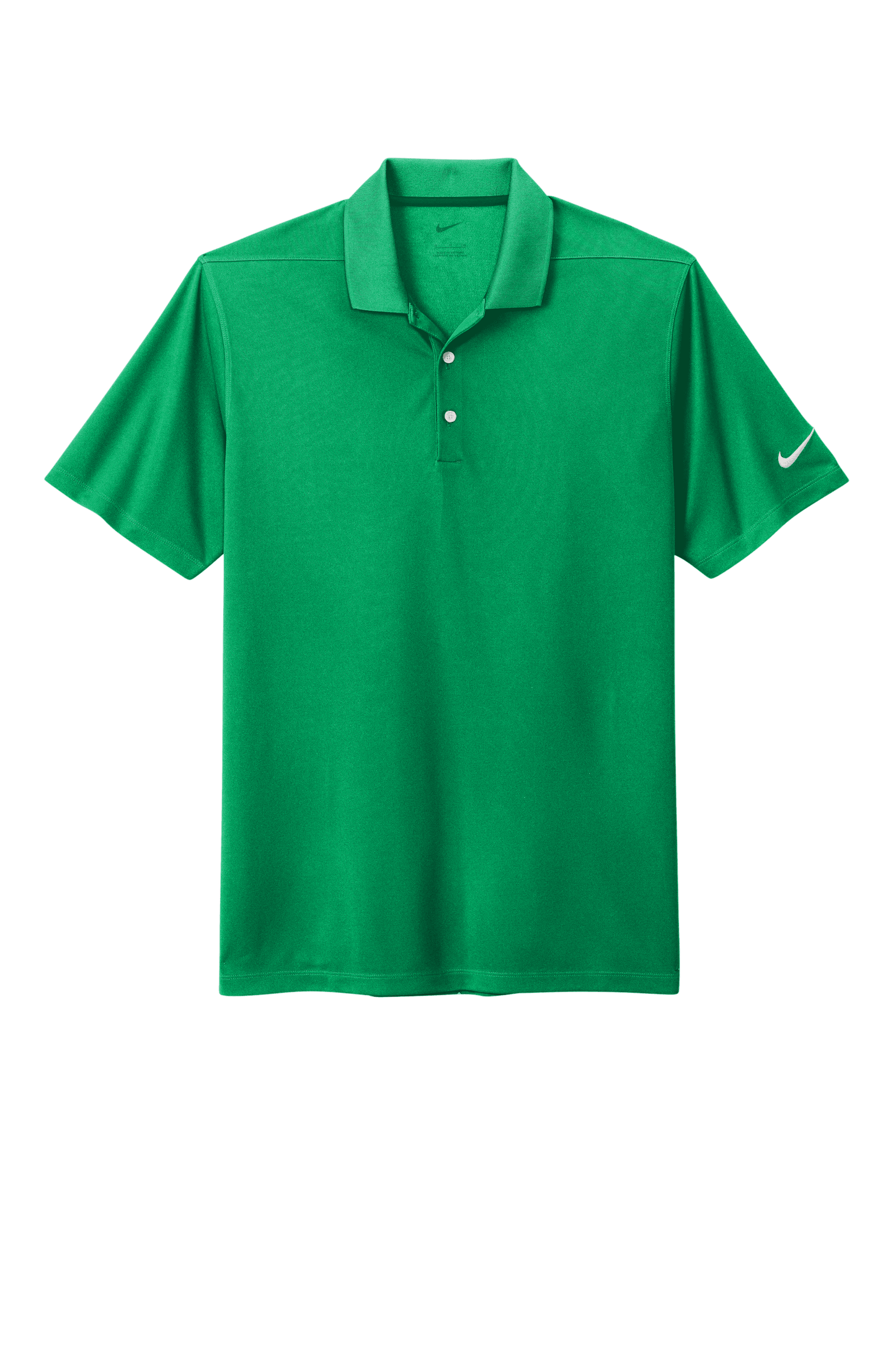 Nike men's Dri-FIT polo shirt featuring a green print design, displayed from the front view.