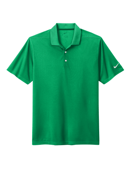 Nike men's Dri-FIT polo shirt featuring a green print design, displayed from the front view.