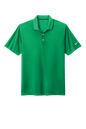 Nike men's Dri-FIT polo shirt featuring a green print design, displayed from the front view.