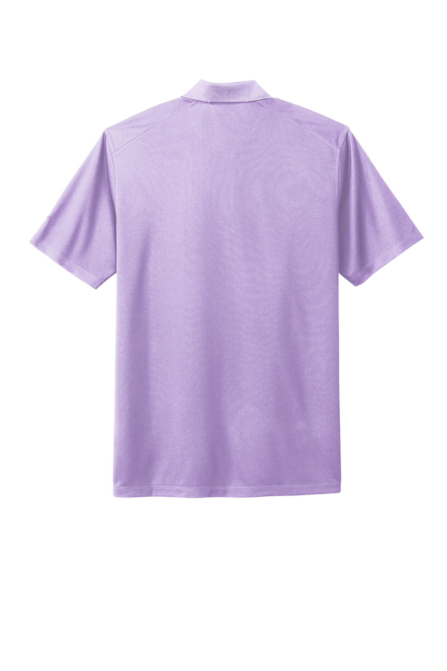Nike men's Dri-FIT polo shirt with lilac print, shown from the back, showcasing the comfortable athletic design and breathable fabric.