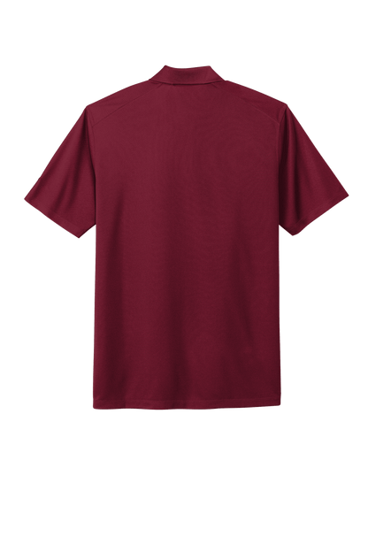 Nike men's Dri-FIT polo shirt in maroon with printed design, shown from the back, made for active and casual wear.