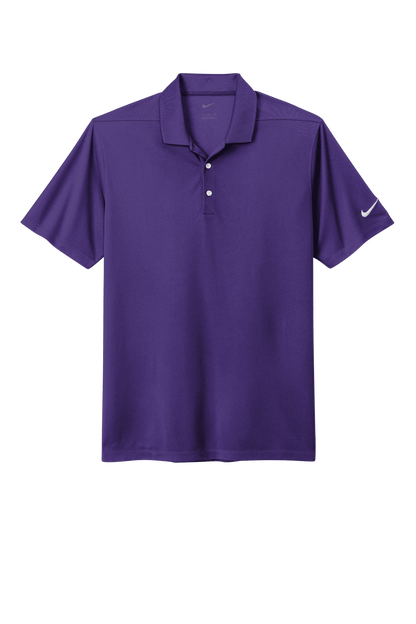 Nike men's Dri-FIT polo shirt with purple print, showcasing the stylish design and breathable fabric for active wear.