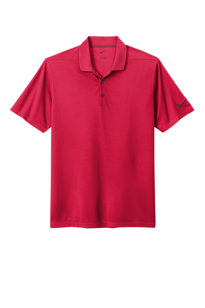 Nike men's Dri-FIT polo shirt in Tidal Red with printed design, showcasing a comfortable athletic fit and breathable fabric.