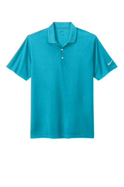 Nike men's Dri-FIT polo shirt with a blue print design, made from moisture-wicking fabric for comfort and style.