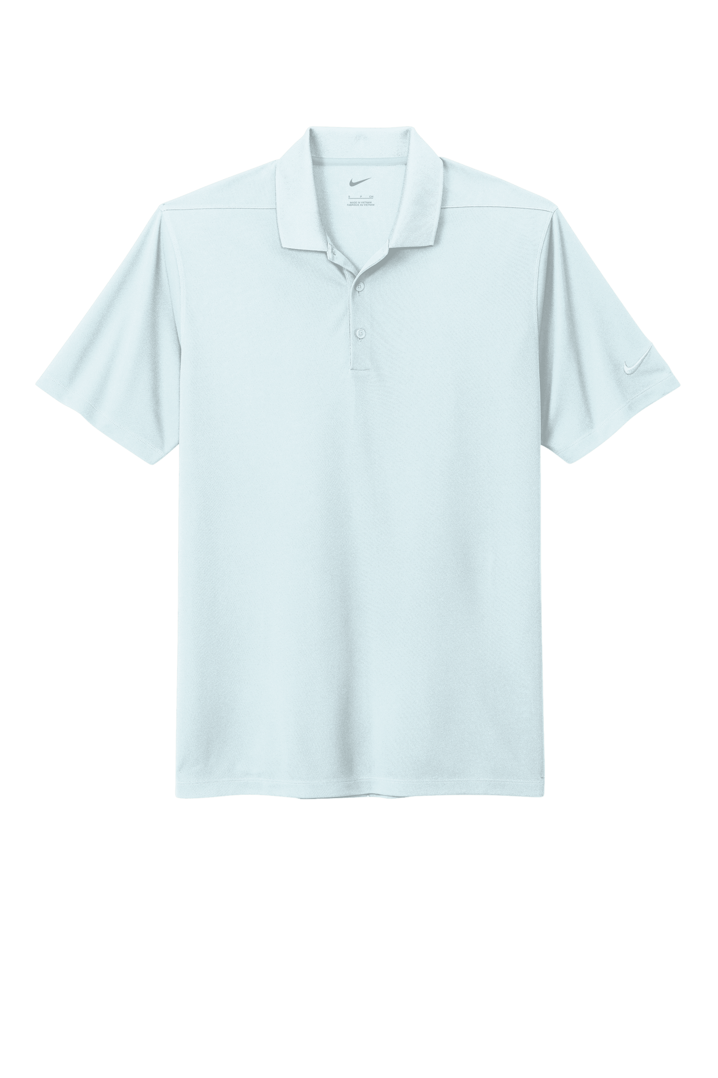 Nike men's Dri-FIT polo shirt in blue with a printed design, featuring a classic collar and short sleeves.