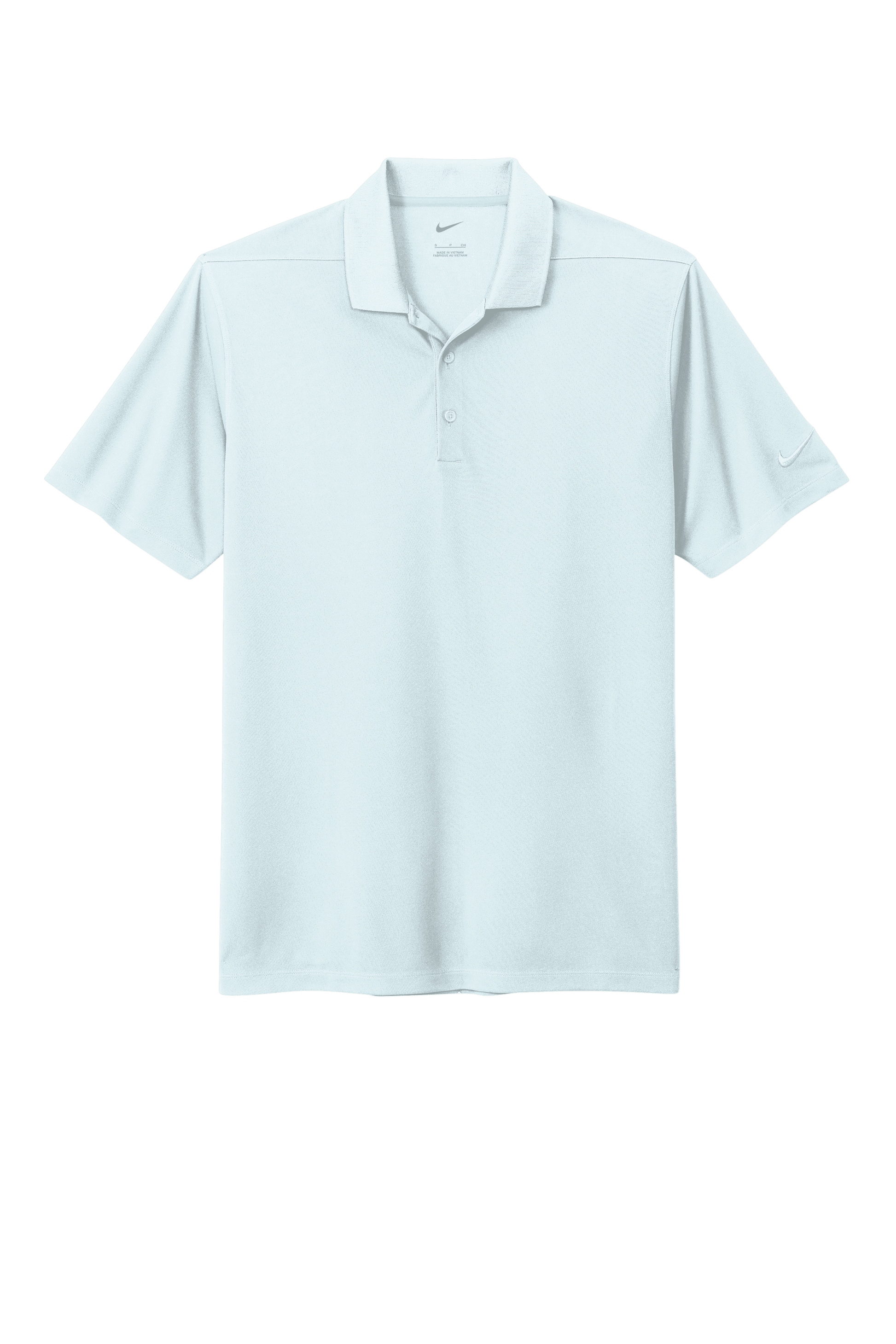 Nike men's Dri-FIT polo shirt in blue with a printed design, featuring a classic collar and short sleeves.