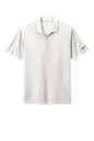 Nike men's Dri-FIT polo shirt with white print design, showcasing breathable athletic fabric and classic polo collar.