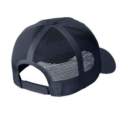 Nike trucker hat in navy color print view