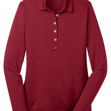 Nike Women’s Long Sleeve Dri-FIT Stretch Tech Polo Navy back – custom print / embroidery view”