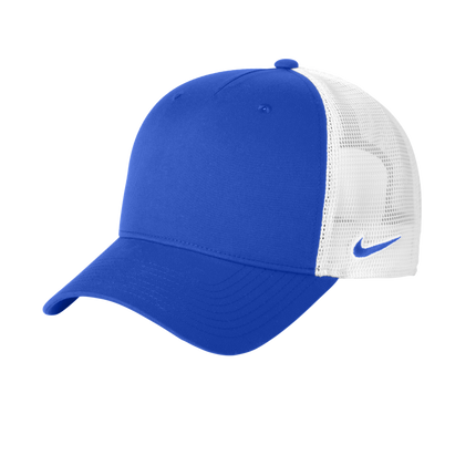 blue white nike trucker hat print view