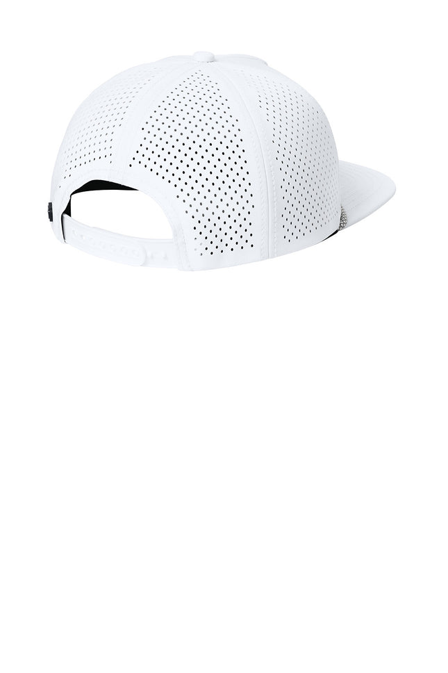 OGIO 5-Panel Rope Performance Cap back view - white - adjustable 7-position snapback and personalization area by Print-View