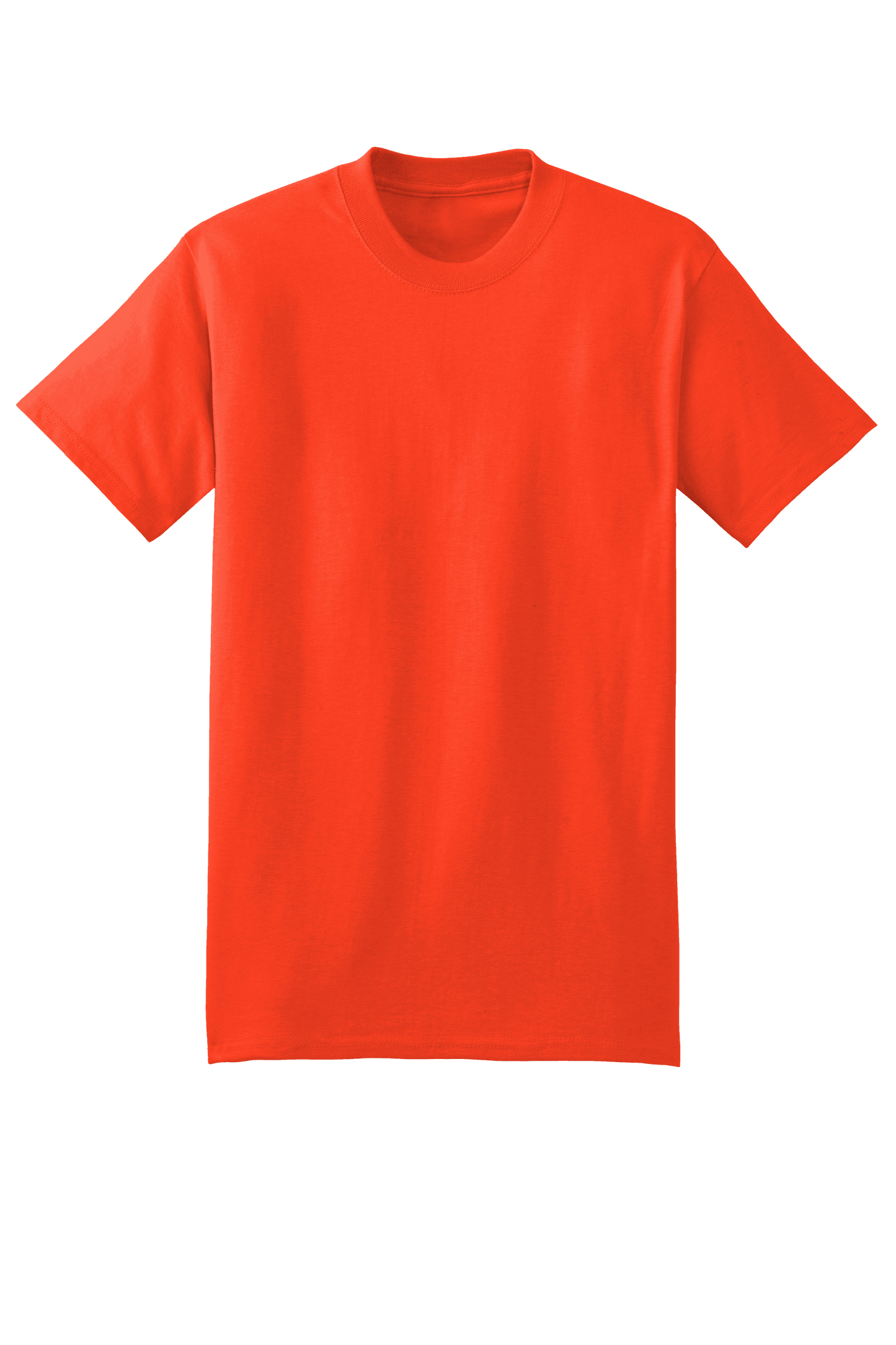 Orange Hanes Beefy-T heavyweight 100% cotton short sleeve T-shirt, customizable at print view, casual and comfortable wardrobe essential.