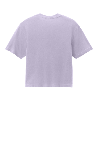 Comfort Colors women's heavy-weight garment-dyed boxy crop top in orchid mint with relaxed fit and custom print back.