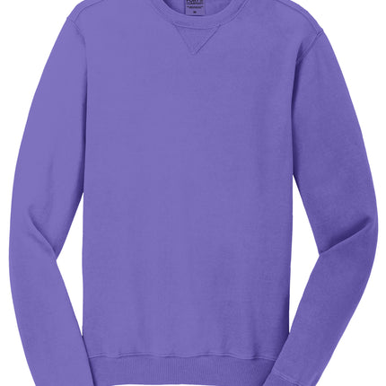 Port & Co™ Beach Wash® crewneck sweatshirt in amethyst, shown flat with front view, made by Print-View.