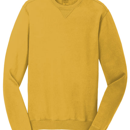Port & Co™ Beach Wash® garment-dyed crewneck sweatshirt in Dijon color, displayed flat with front view.