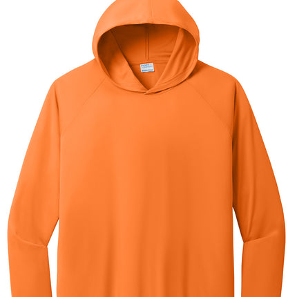 Port & Co Performance Pullover Hooded Tee front view - orange - moisture-wicking, breathable performance fabric, customization available.