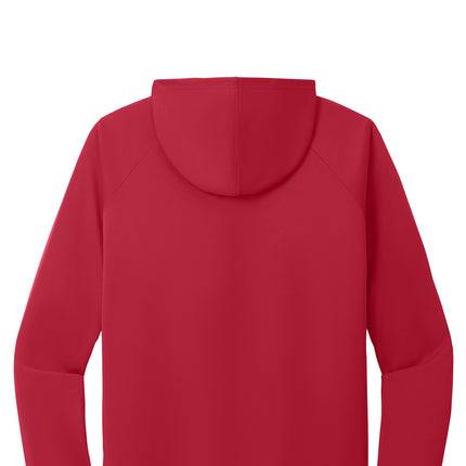 Port & Co Performance Pullover Hooded Tee back view - red - hooded pullover with raglan sleeves, ideal for custom prints and team wear.