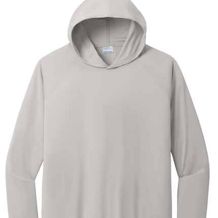 Port & Co Performance Pullover Hooded Tee front view - silver - lightweight -wicking, breathable performance fabric, customization available.