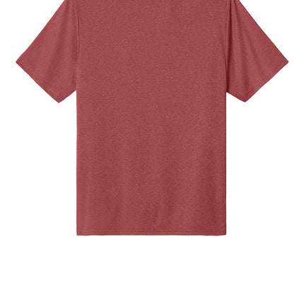 Port & Co Heather Performance Tee back view in deepred heather – Print-View personalized apparel, great for events.