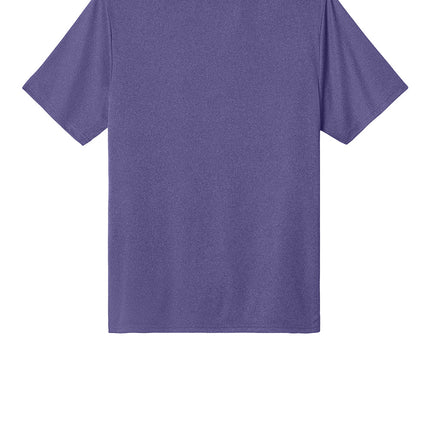 Port & Co Heather Performance Tee back view in TeamPurpleHeather – personalized apparel by Print-View, ideal for team branding.