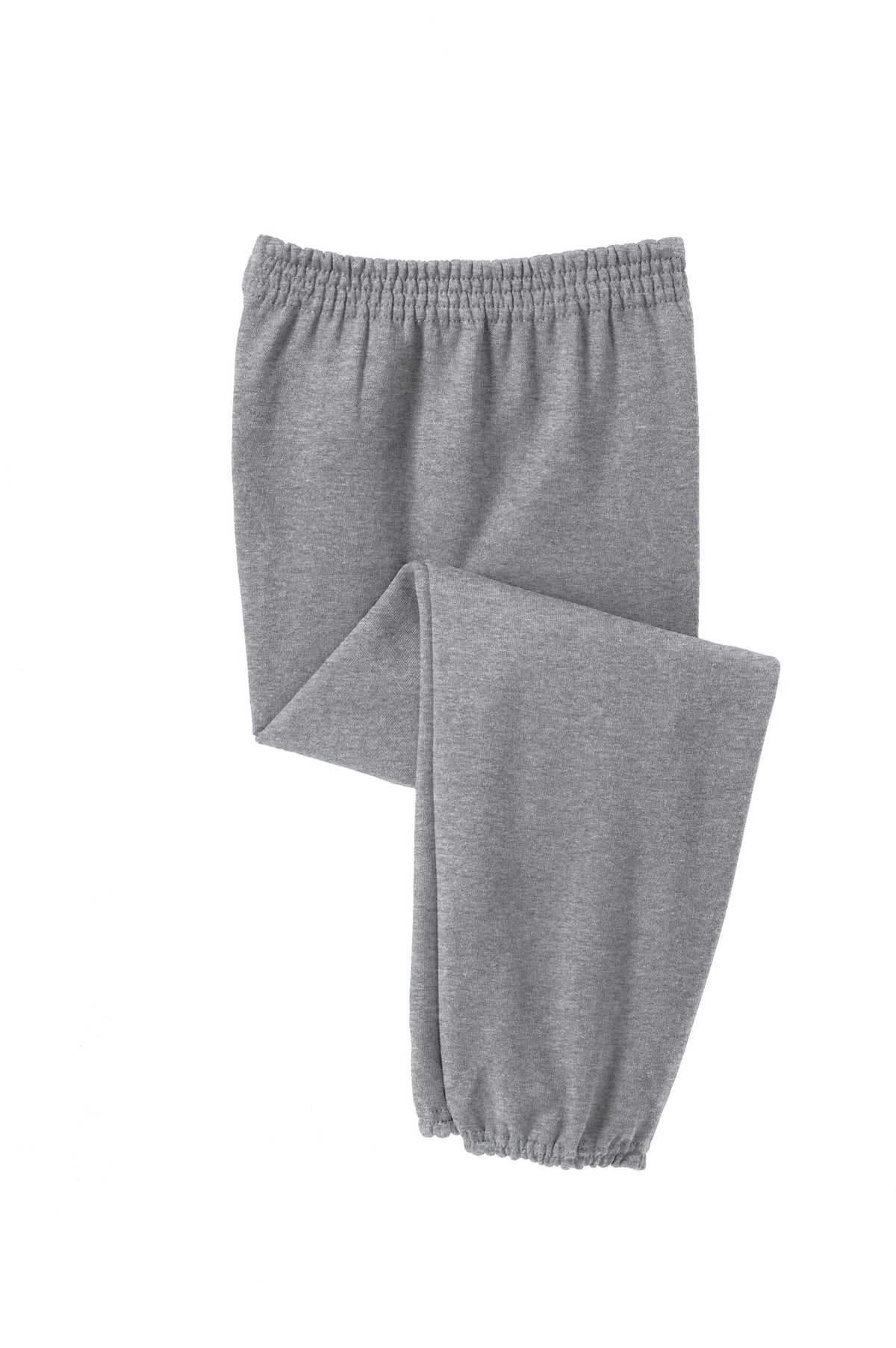 Youth Port & Co™ Core Fleece Sweatpants from Print-View, showing navy blue athletic-style sweatpants with elastic waistband and cuffs.