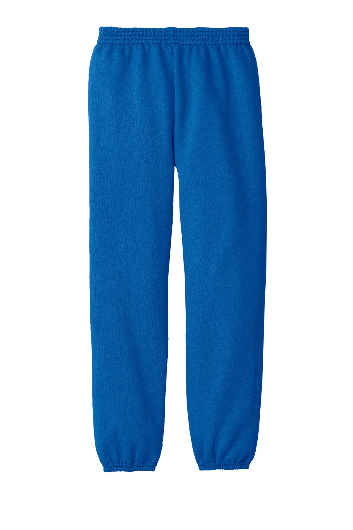 Royal blue Port & Co™ Youth Core Fleece Sweatpants by Print-View, flat back view showing the comfortable, casual fit.