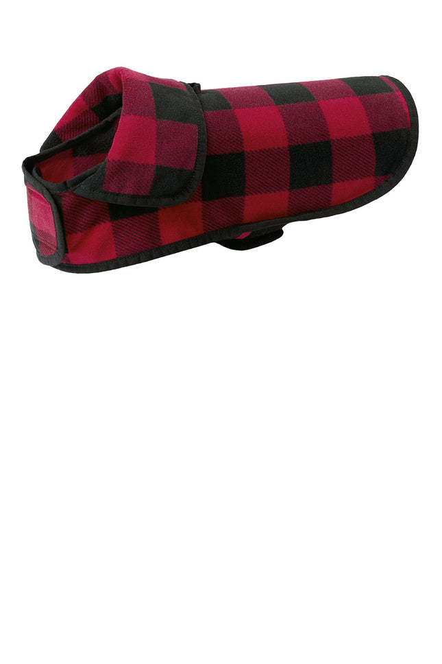 Red and black checkered dog 