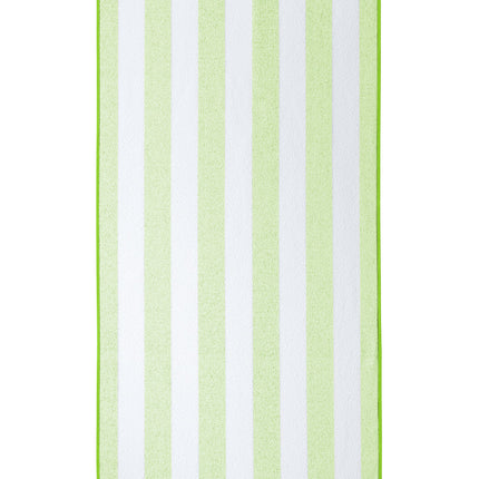 Bright lime Port Authority Value Cabana Stripe Beach Towel with colorful striped pattern, flat-back design, by Print View.