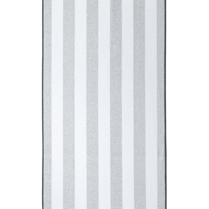 Graphite Port Authority Value Cabana Stripe beach towel with bold stripe pattern, soft fabric, ideal for beach or poolside use.