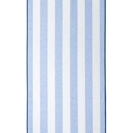 Royal blue Port Authority ® Value Cabana Stripe Beach Towel with bold stripe pattern, laid flat on a white background.