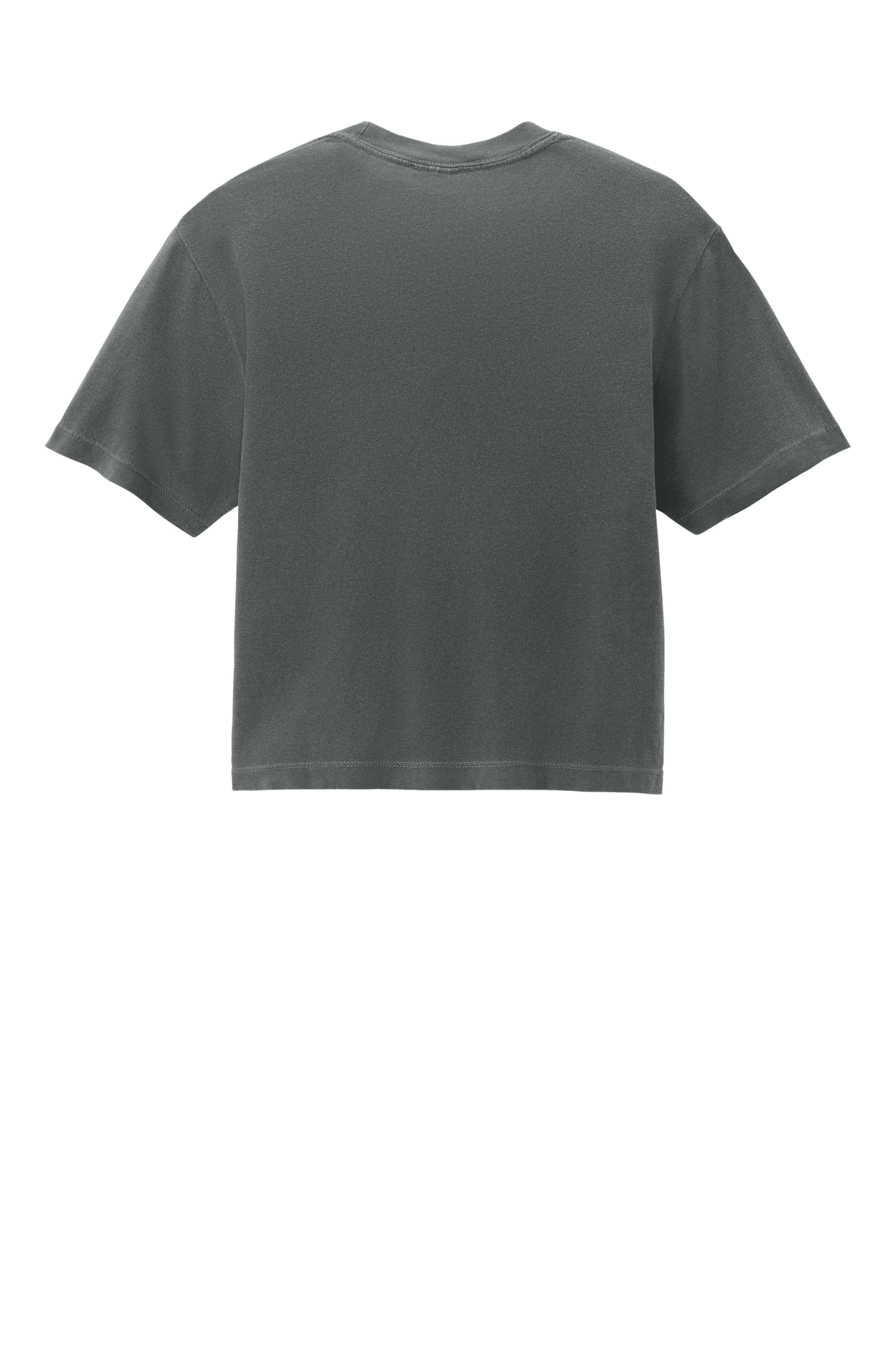 Comfort Colors women's heavyweight boxy crop top in pepper, garment-dyed with a relaxed fit and custom print on the back.