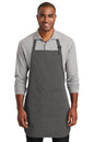 Personalized Port Authority apron with custom logo, ideal for cooking, BBQ, or gift use, featuring a grey fabric design.