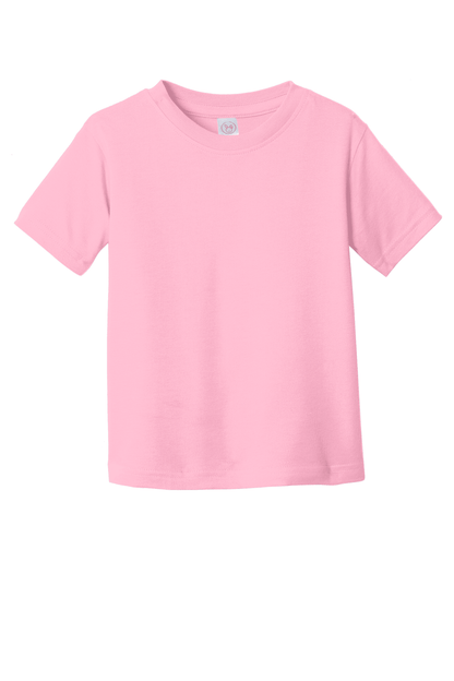 Pink toddler fine jersey T-shirt by Rabbit Skins, soft cotton kid's T-shirt with a comfortable fit for young children.