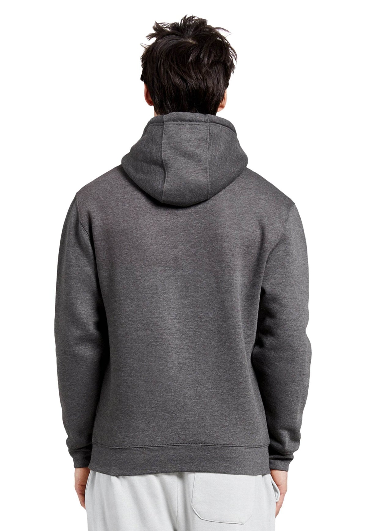 Unisex plain charcoal grey Lane 7 hoodie with a front print view, showcasing a comfortable pullover hoodie design.