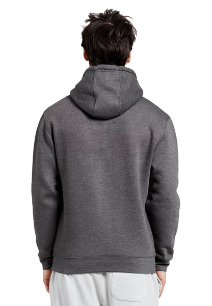 Unisex plain charcoal grey Lane 7 hoodie with a front print view, showcasing a comfortable pullover hoodie design.
