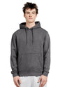Unisex plain charcoal grey Lane 7 hoodie with a front print view, showcasing a comfortable pullover design.