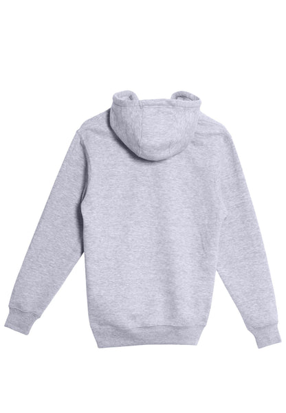 Unisex plain Heather Grey hoodie by Lane 7, front view showcasing soft fabric and classic pullover design.