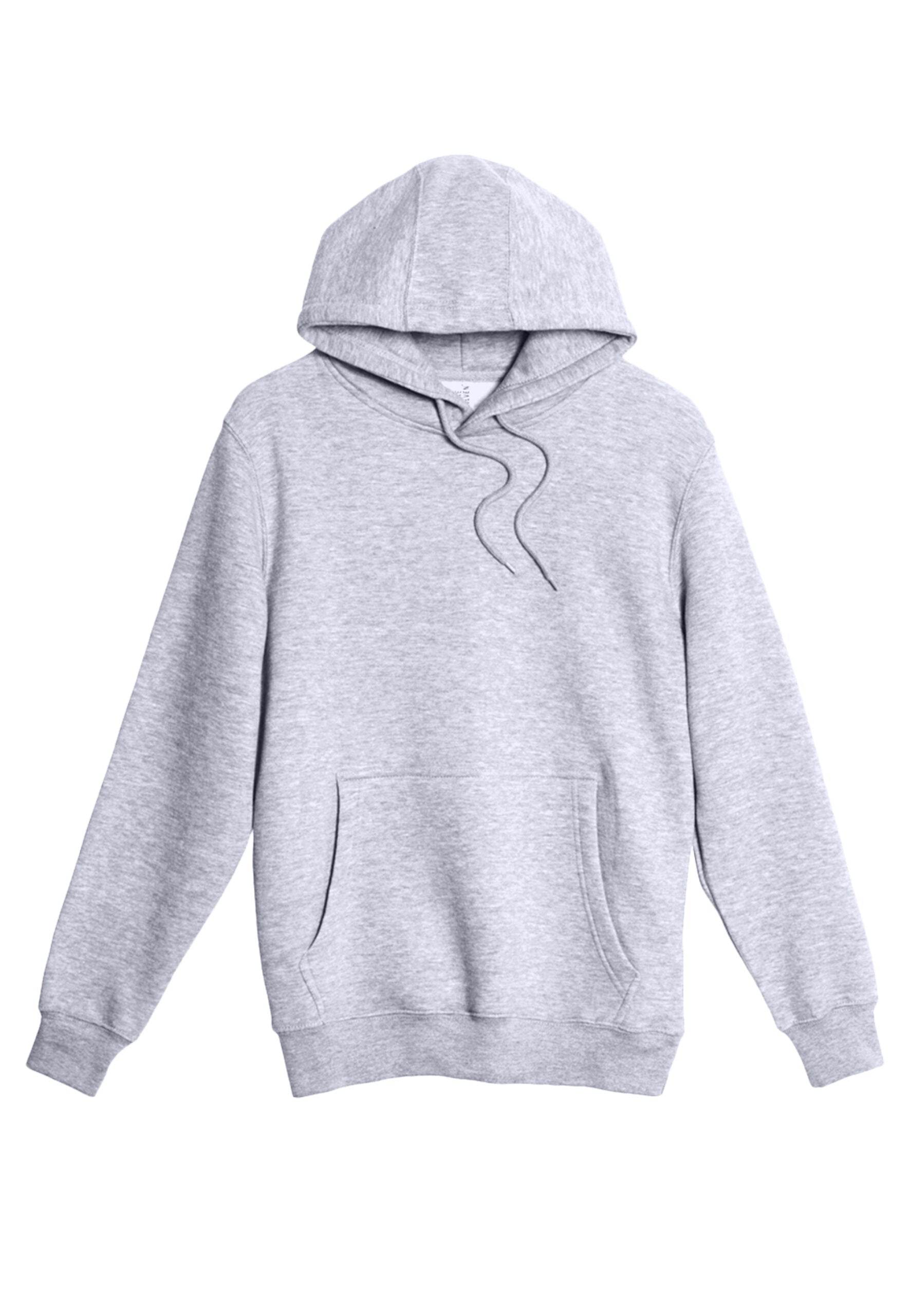 Unisex plain heather grey hoodie from Lane 7, showing a front print view, made of soft fabric, ideal for customization or everyday wear.