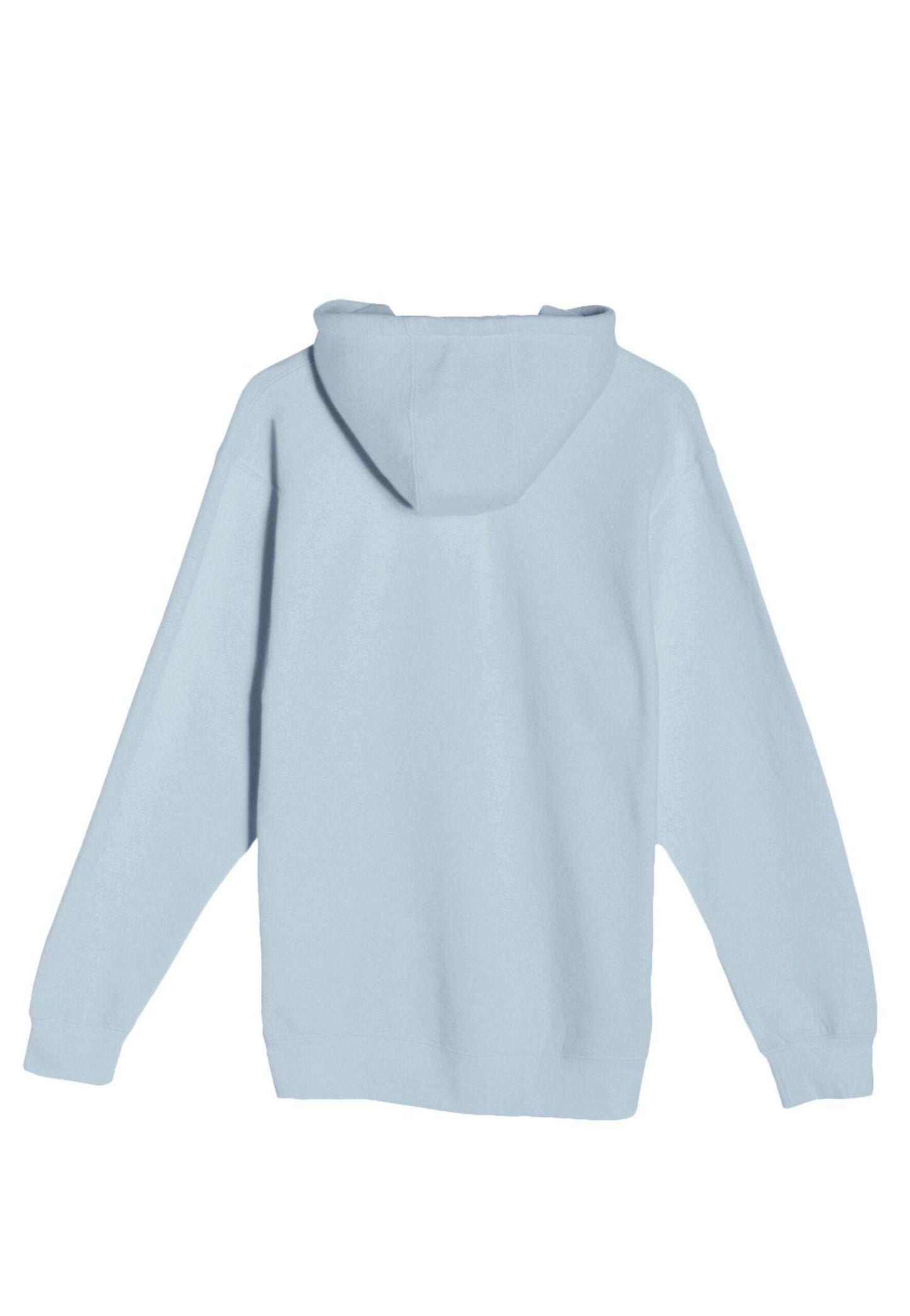 Light blue Lane 7 unisex plain premium hoodie with front print view, showcasing its simple design and comfortable fit.