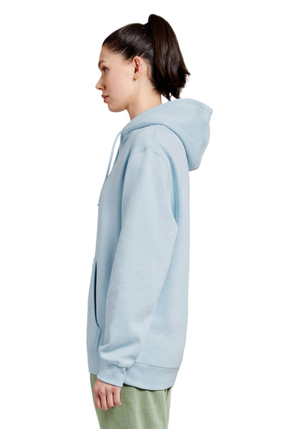 Light blue Lane 7 unisex plain premium hoodie with a front print view, showcasing soft fabric and relaxed fit.